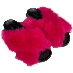 Topshop hot pink furry slides sandals NWOT size 40 or US 9